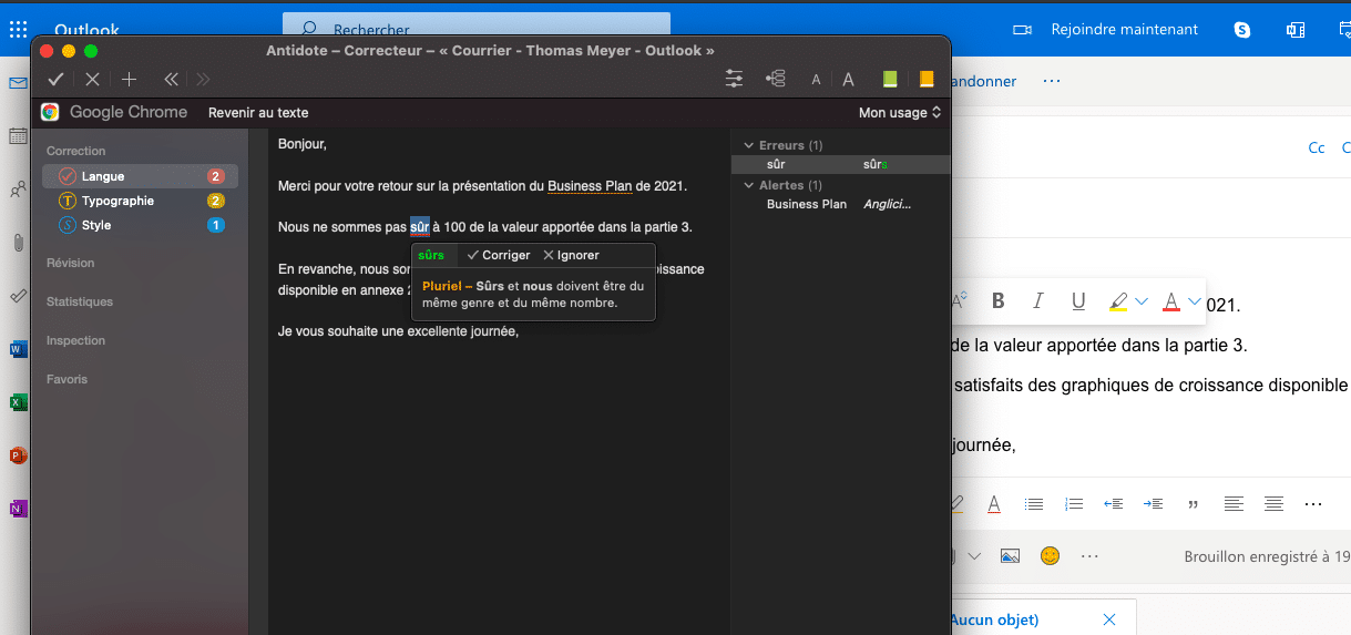 Comment corriger ses fautes sur Outlook grâce à Antidote ?