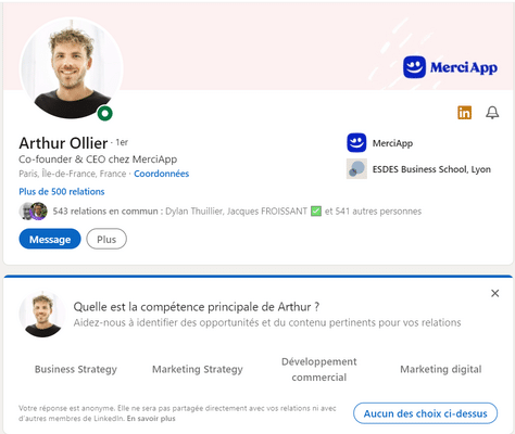 profil LinkedIn Arthur Ollier - Comment faire un CV percutant en 2023 ?