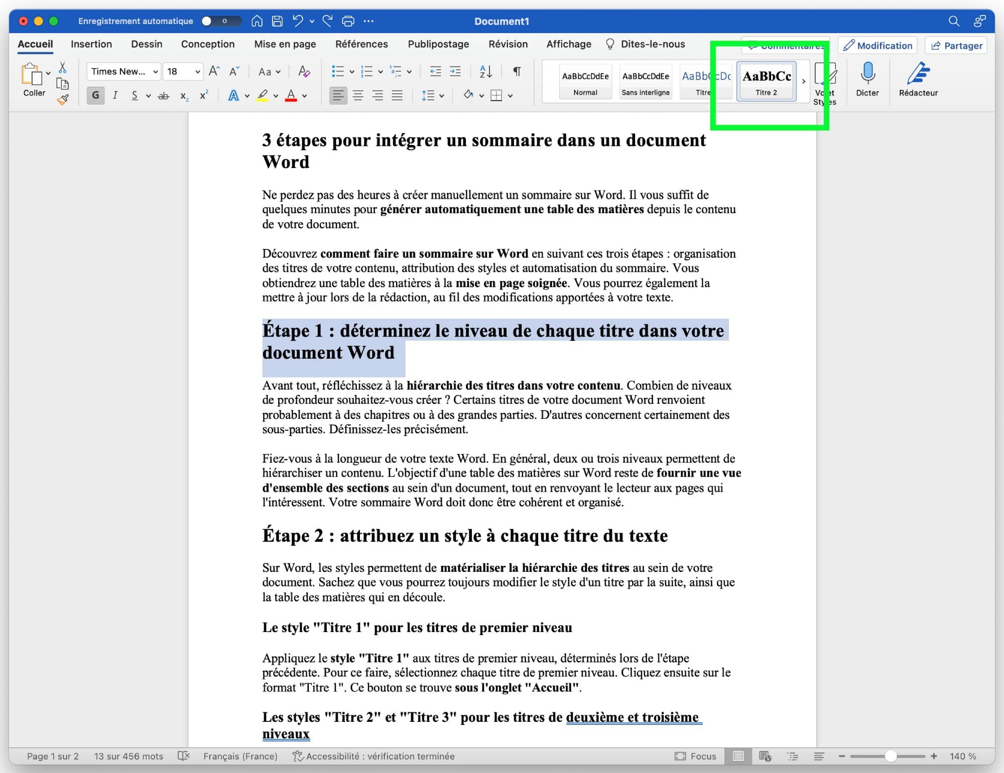 3 étapes pour intégrer un sommaire dans un document Word