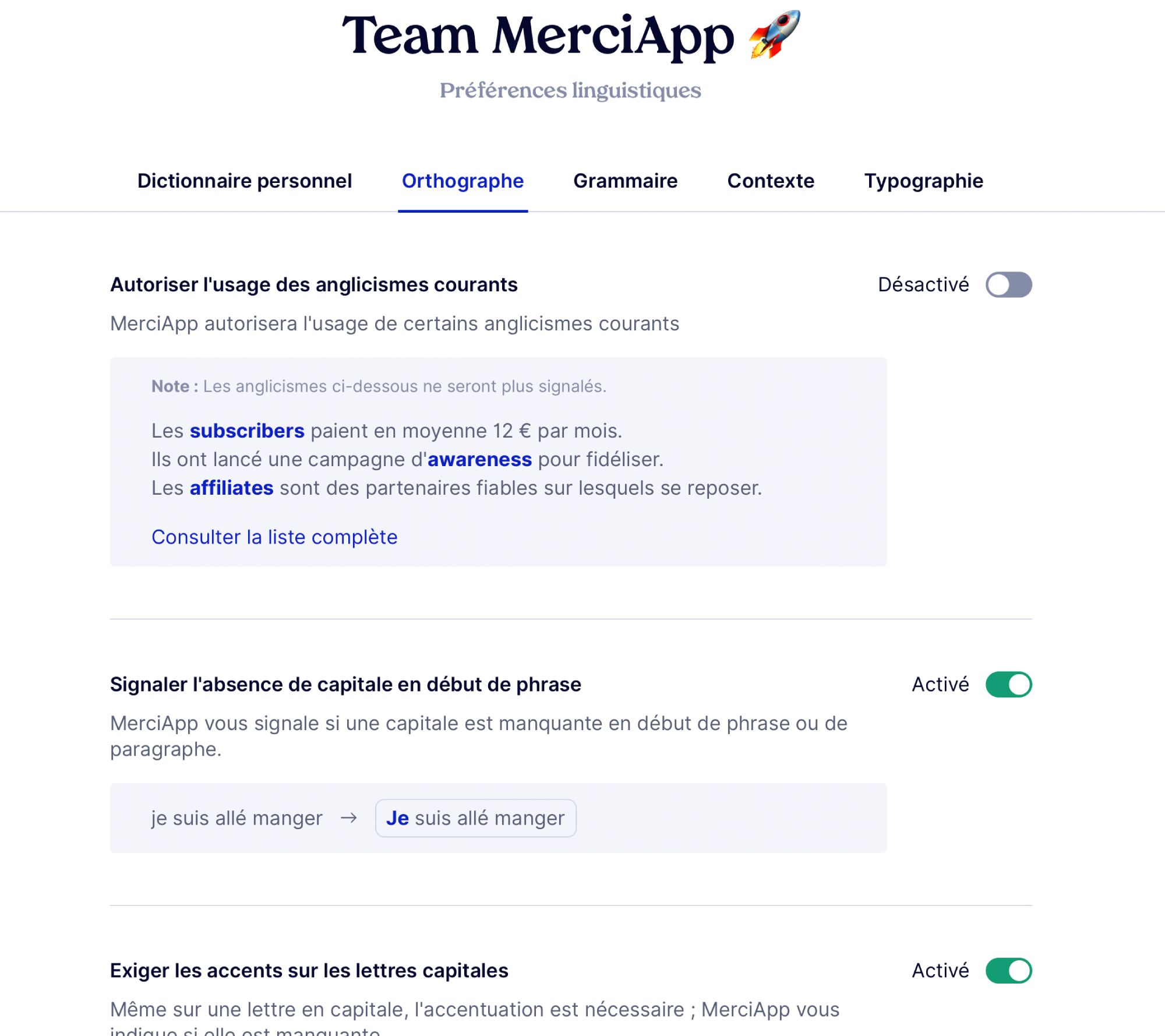 préférence linguistiques merciapp - LanguageTool VS MerciApp : quel correcteur choisir ?