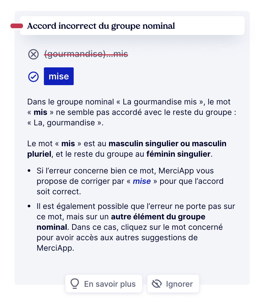 « mis à part », « mise à part » ou « mises à part »