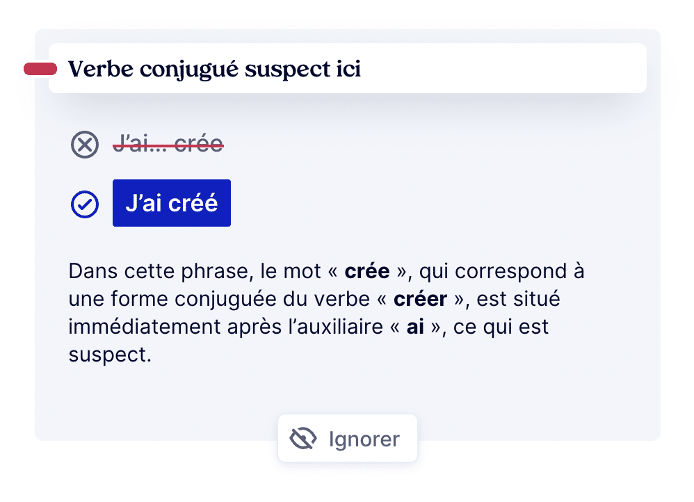 « j’ai créé », « j