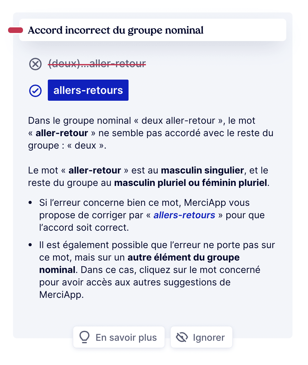 « aller-retour » ou « allers-retours »