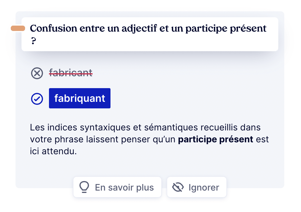 « fabriquant » ou « fabricant »