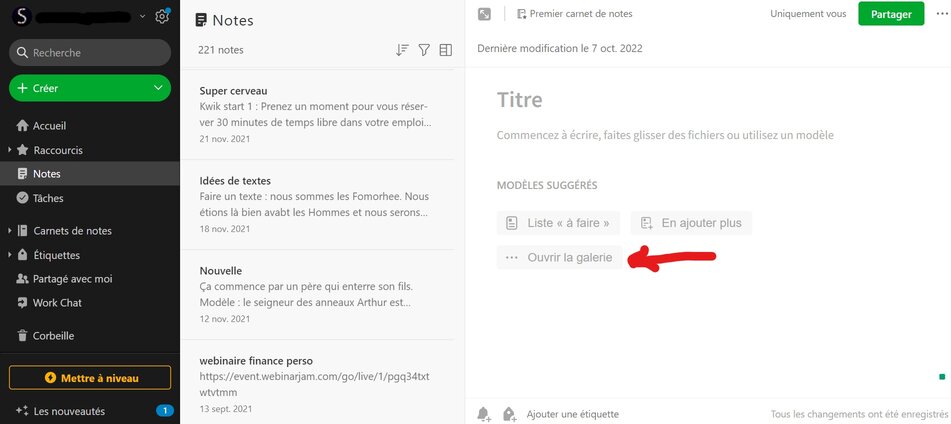 Evernote - galerie des modèles - Evernote VS Notion : quel outil vous correspond le plus ?