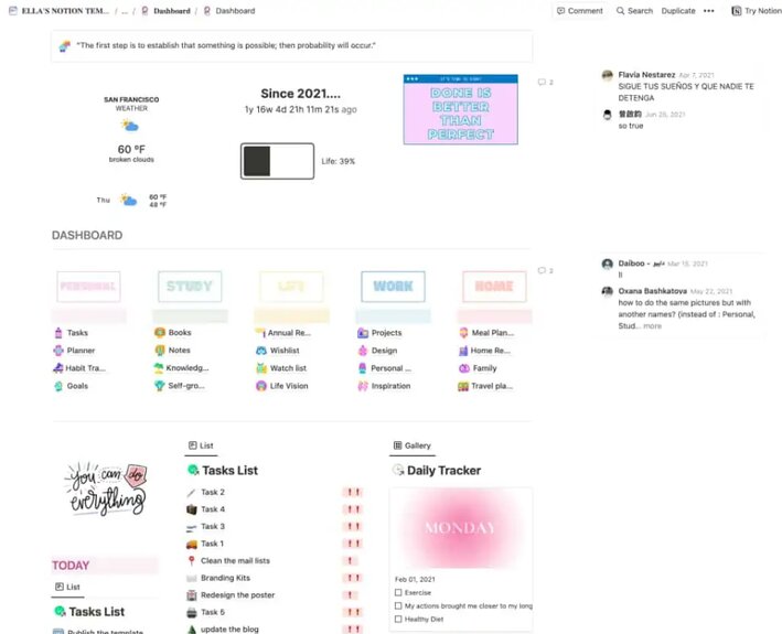 Notion tableau de bord - Evernote VS Notion : quel outil vous correspond le plus ?