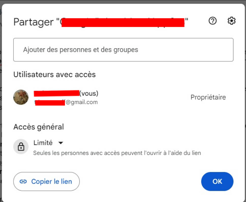 Droits de partager - Google Drive : Stockage et Espace Collaboratif