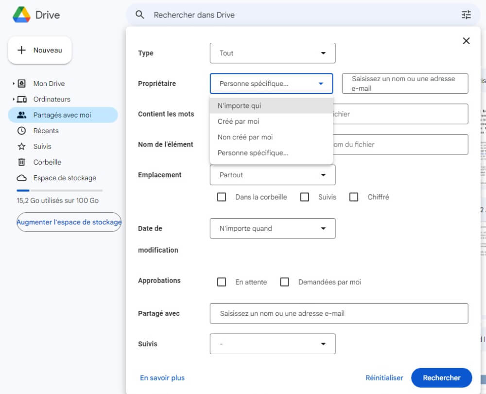 recherche de documents dans Drive - Google Drive : Stockage et Espace Collaboratif