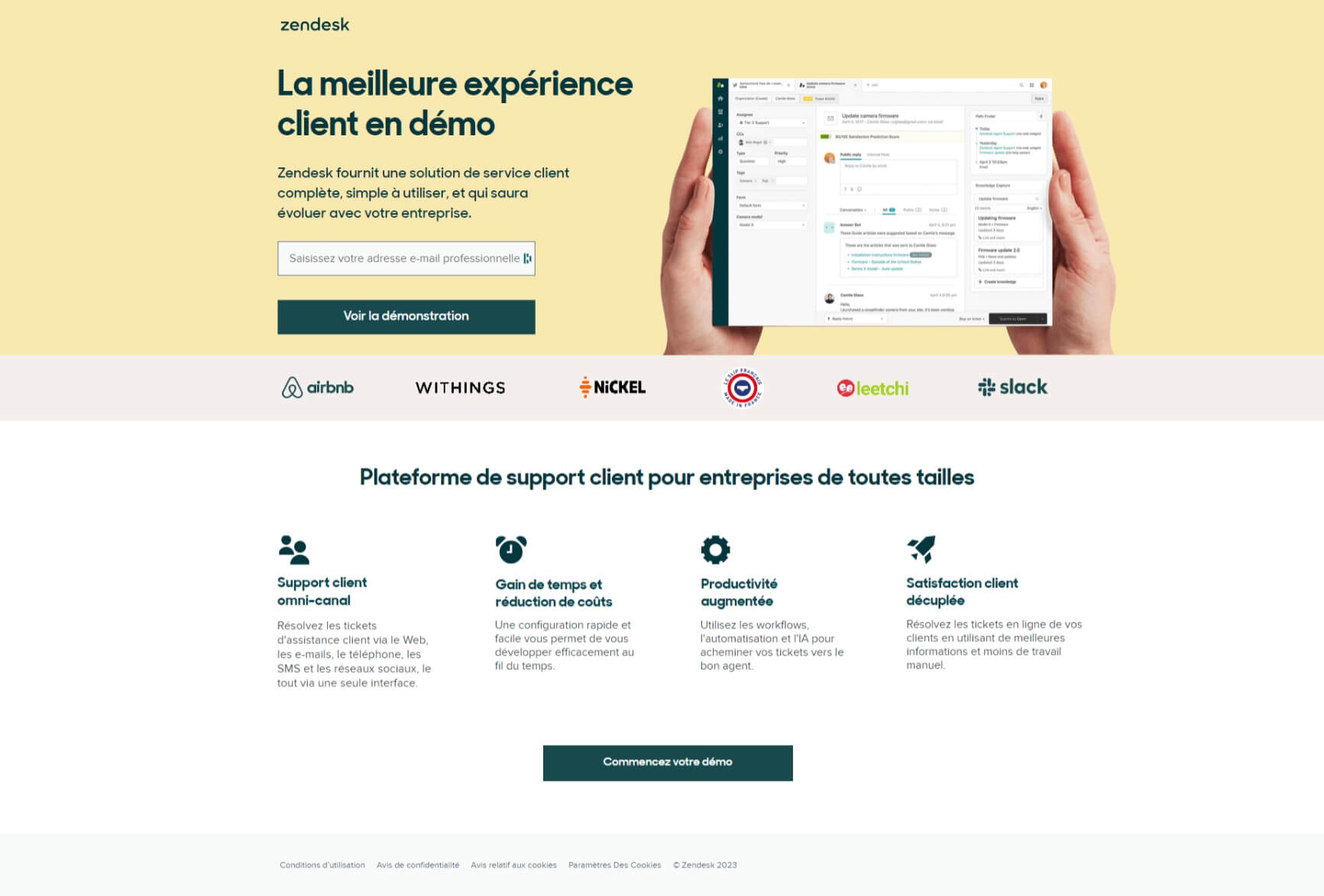 landing page Zendesk