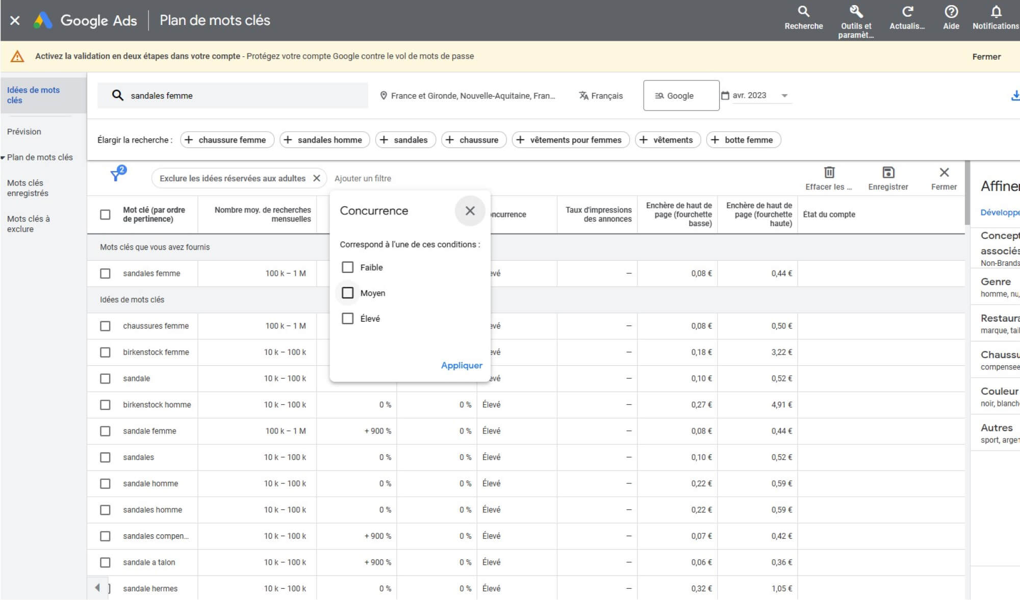 recherche google keyword planner - Google Keyword Planner : outil de planification de mots-clés Google