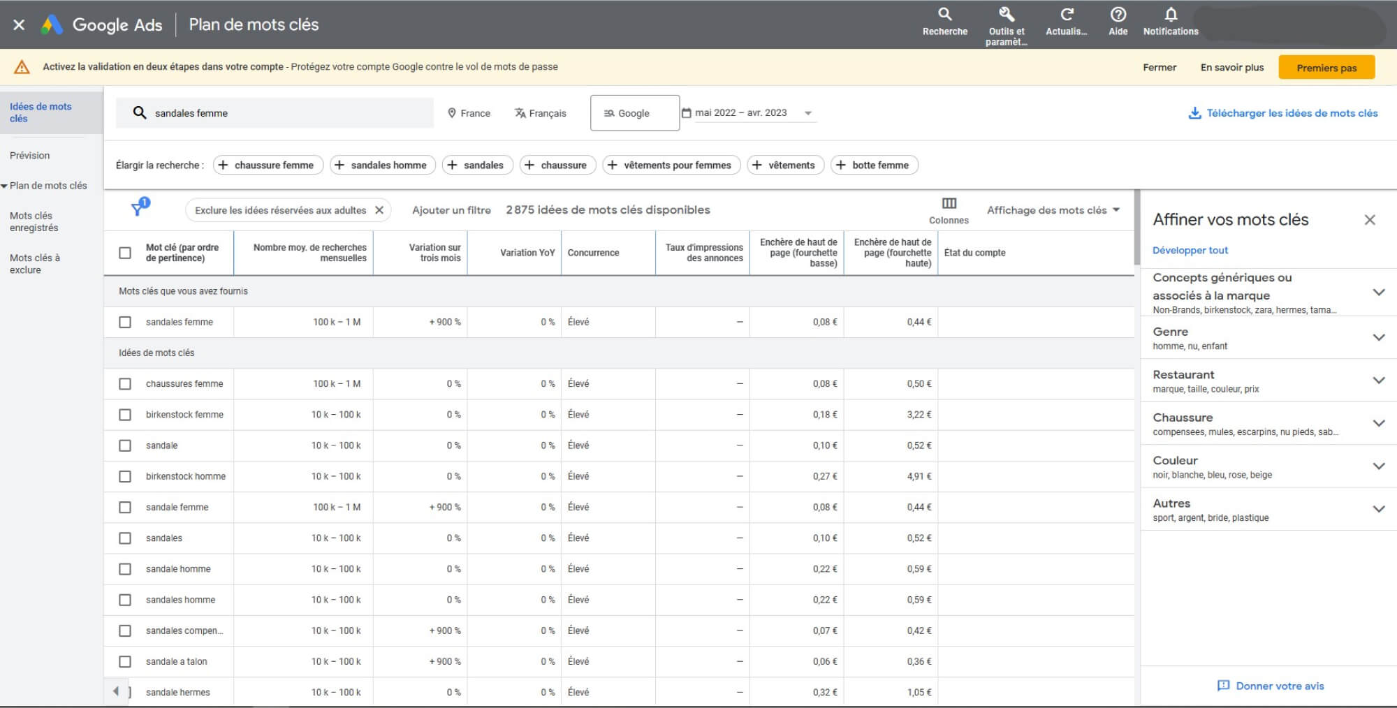 Google keyword planner - Google Keyword Planner : outil de planification de mots-clés Google