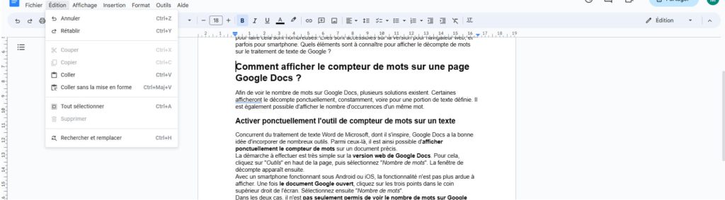 rechercher et remplacer Google Docs