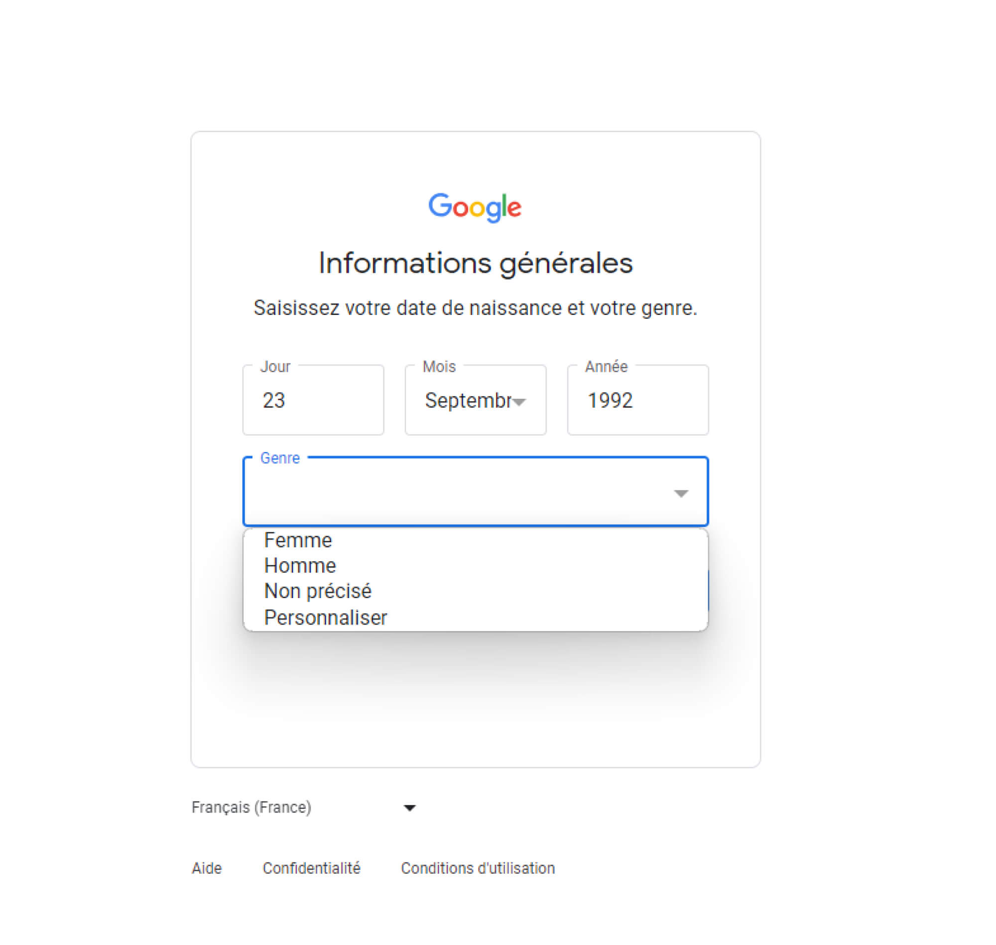 inscription étape 4 gmail