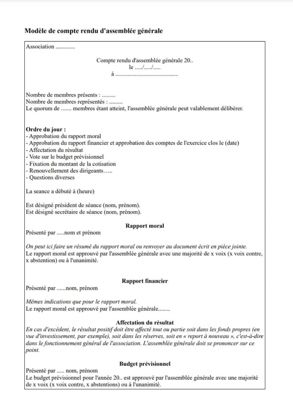 Modèle de compte rendu de réunion décisionnelle