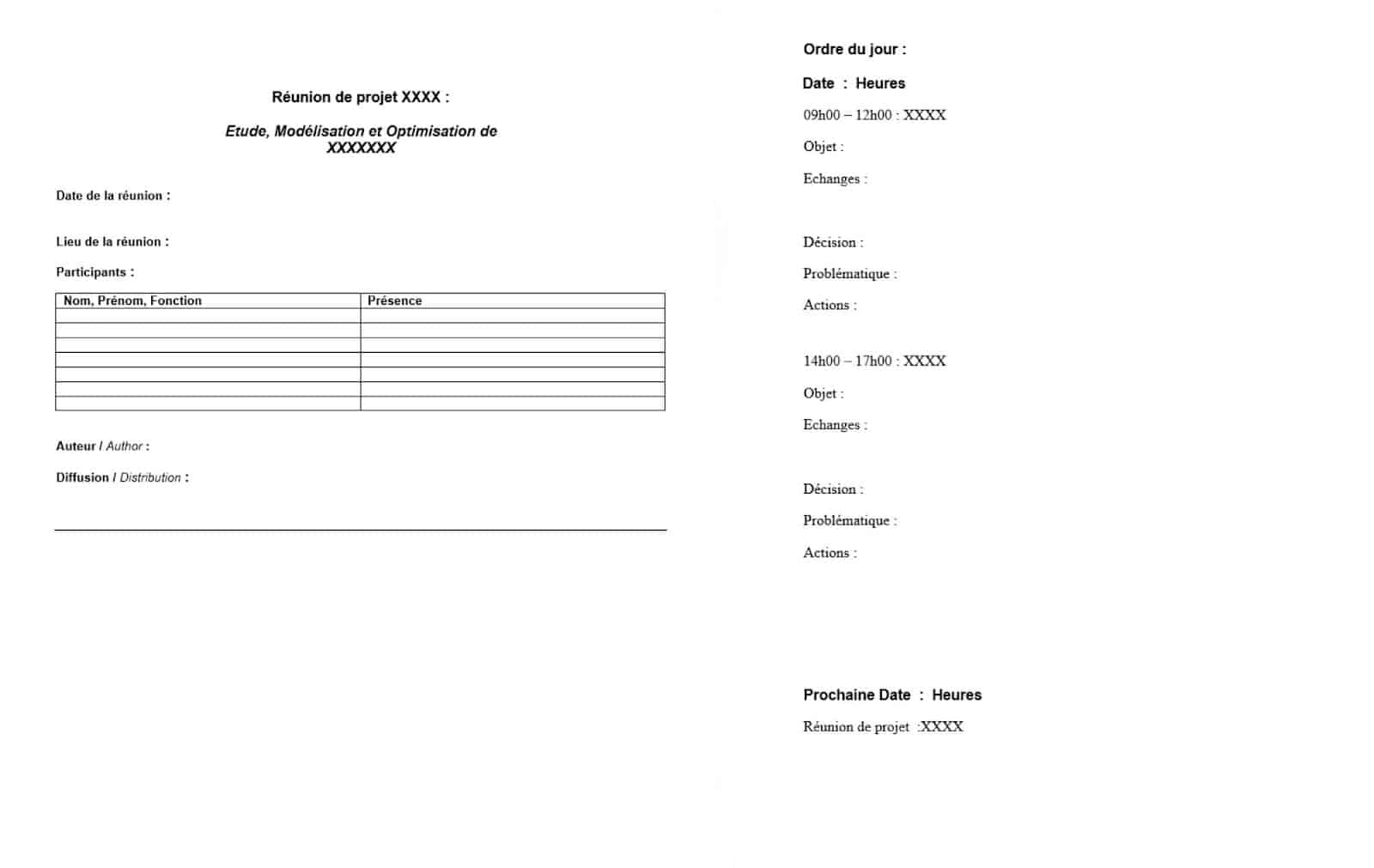 modèle compte rendu pour une réunion