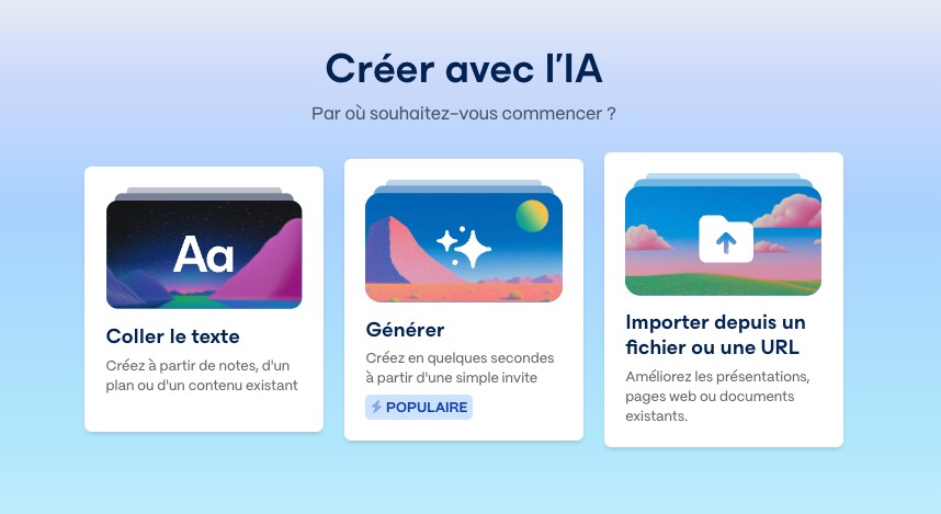 Interface de Gamma app 