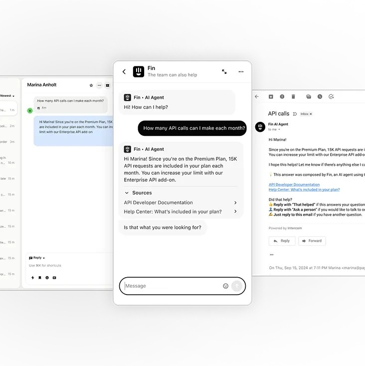Interface de Intercom Fin AI Agent